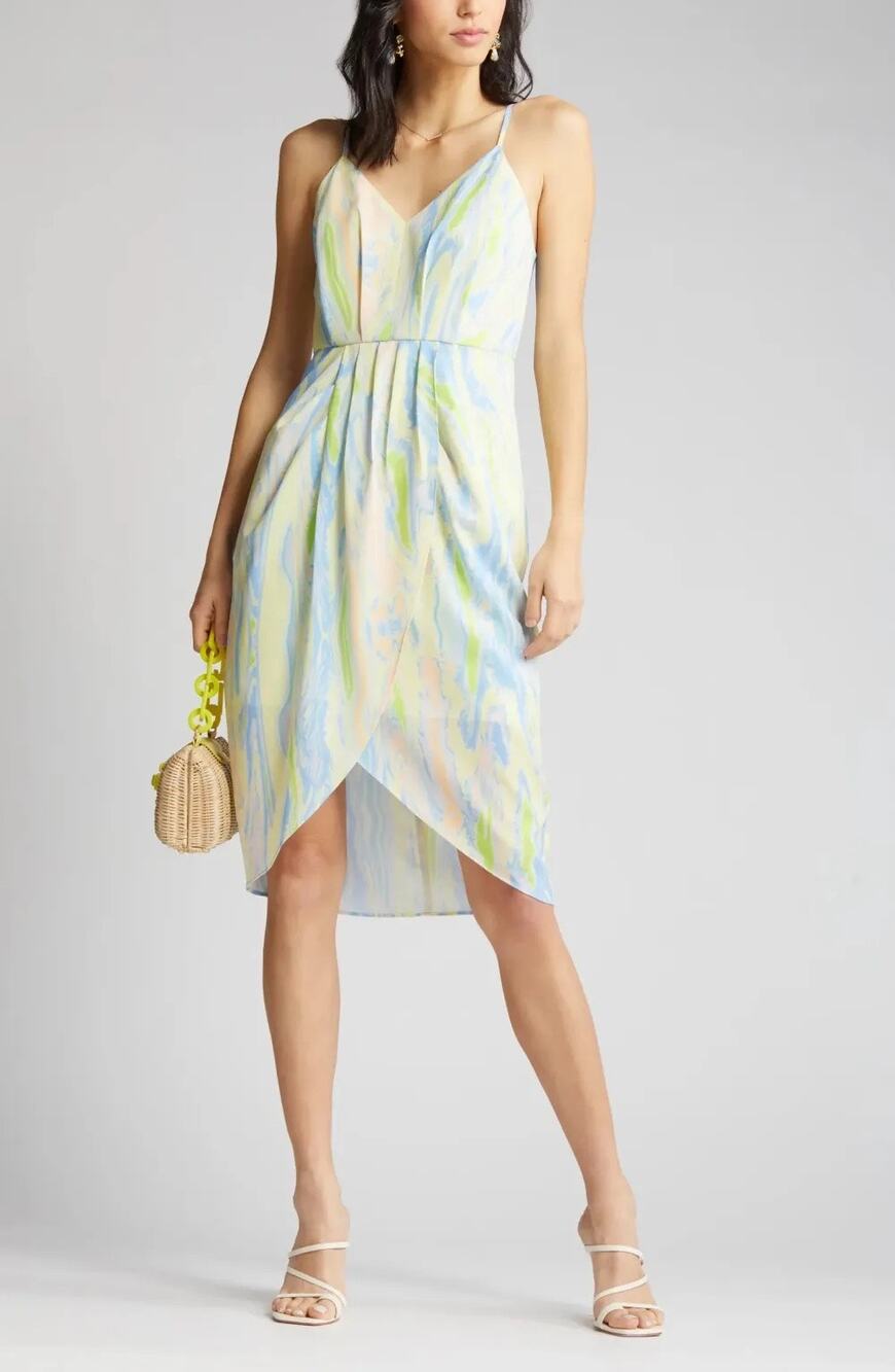 Chelsea 28 Sleeveless Faux Wrap Lime Melt Dress